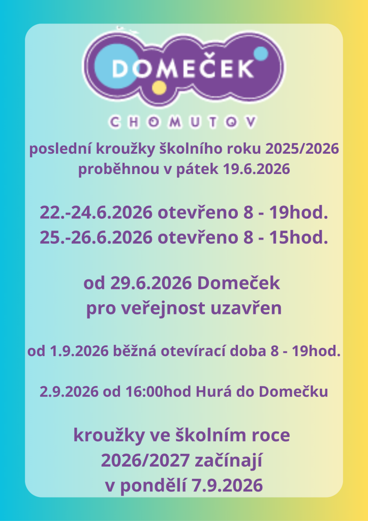 Letní otevírací doba
